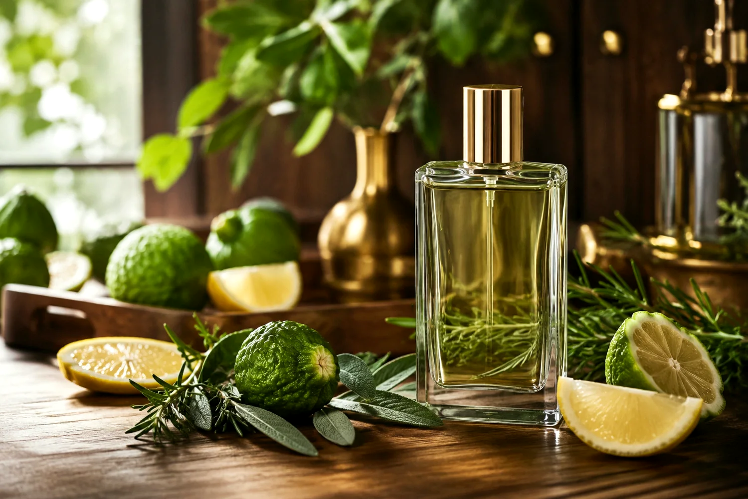Chai nước hoa nam nhóm hương cam chanh và hoa cỏ hợp mùa xuân